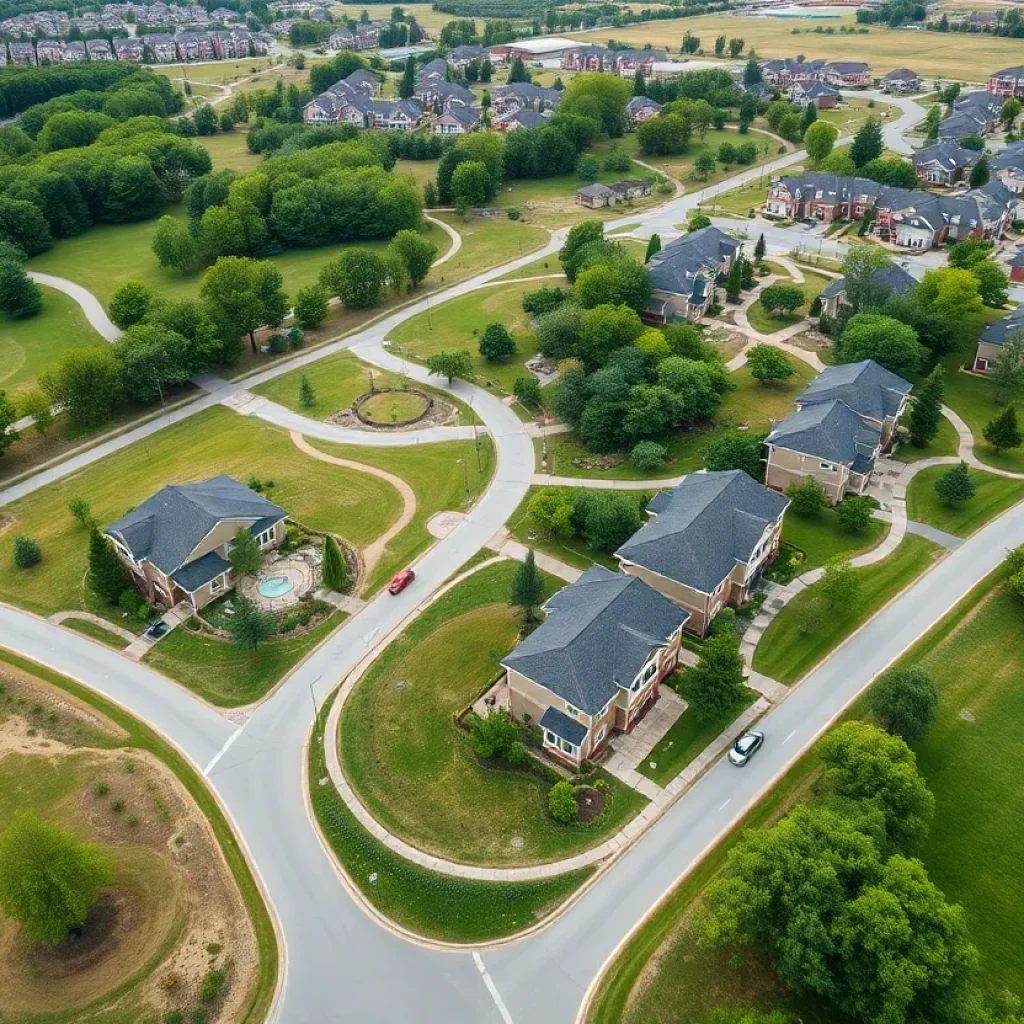 Aerial view of the Moxie mixed-use development in Lockhart