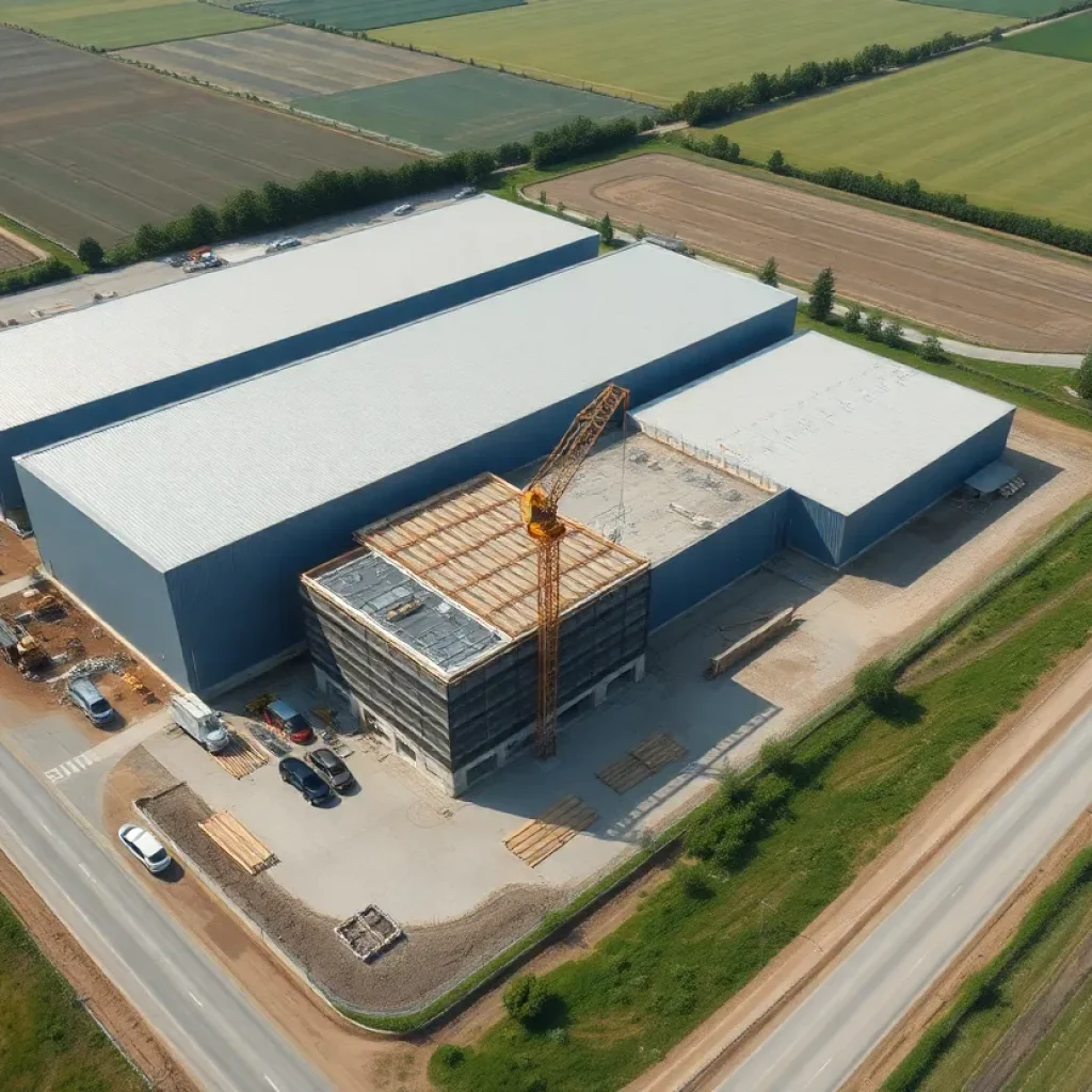 Aerial view of Agristo construction site