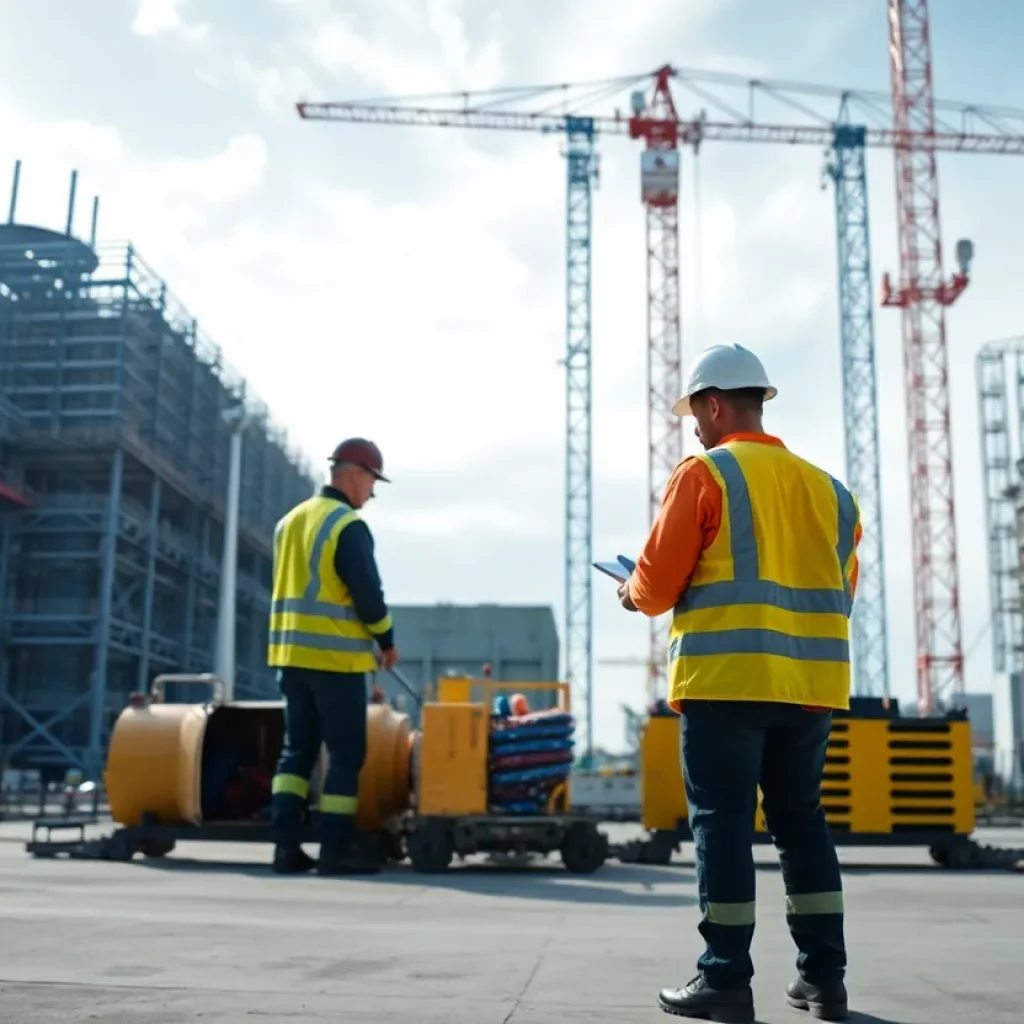 Illustration of AI integration in nuclear reactor construction