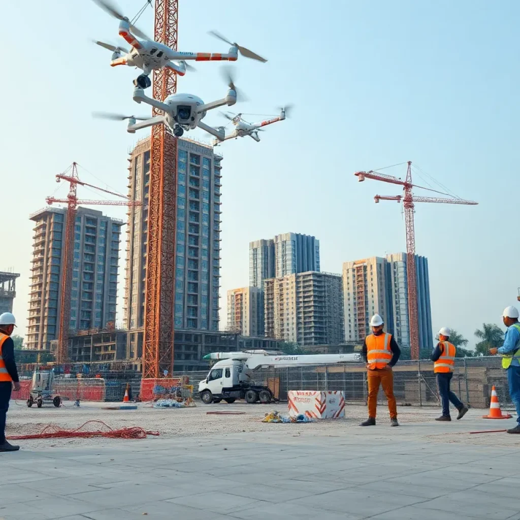 A high-tech construction site in India utilizing AI technology.