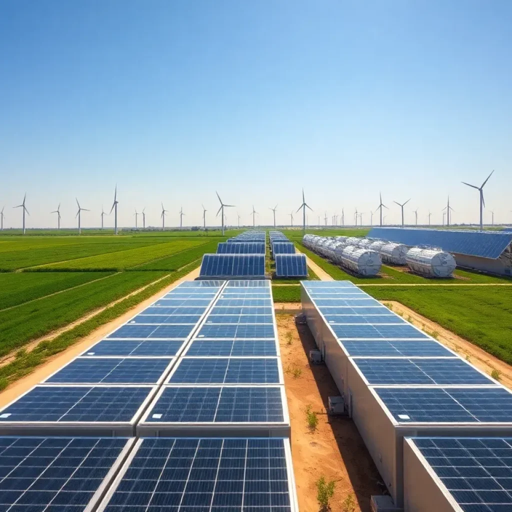 Battery energy storage facility in Texas with solar panels