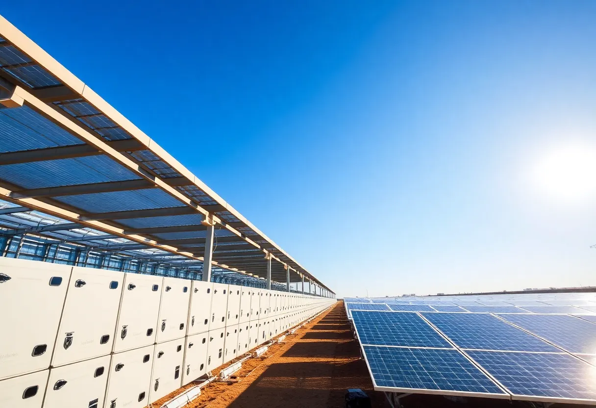 Battery storage facility showcasing energy sustainability in Texas.