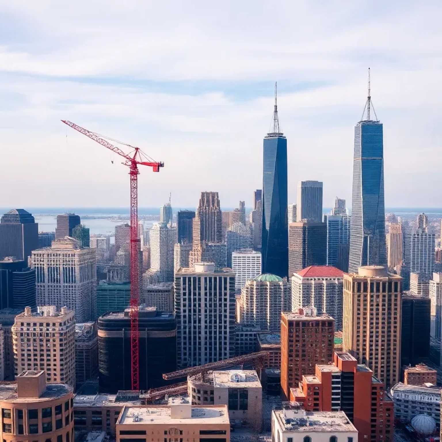 Chicago commercial real estate skyline with construction