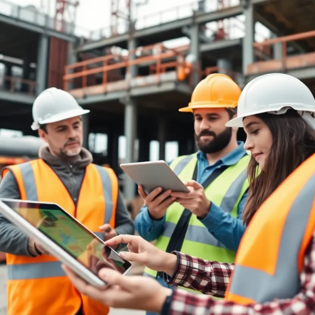 Illustration of construction project management software features