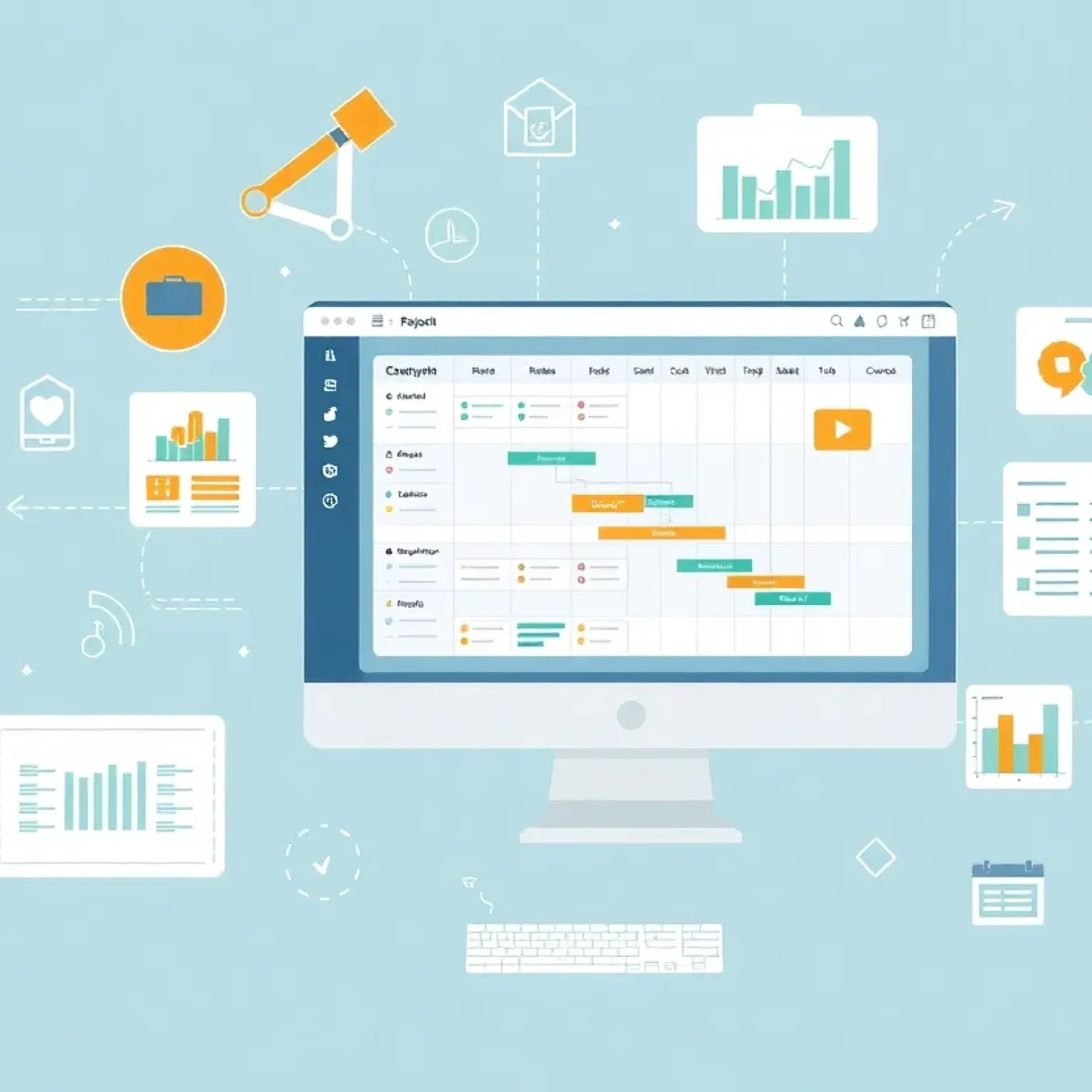 Illustration of construction project management software features