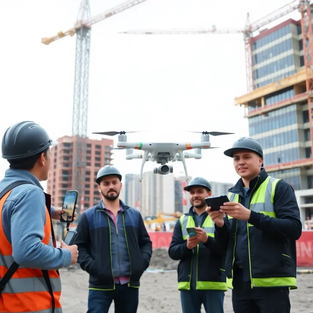 Students piloting drones at the Red Line Extension construction site