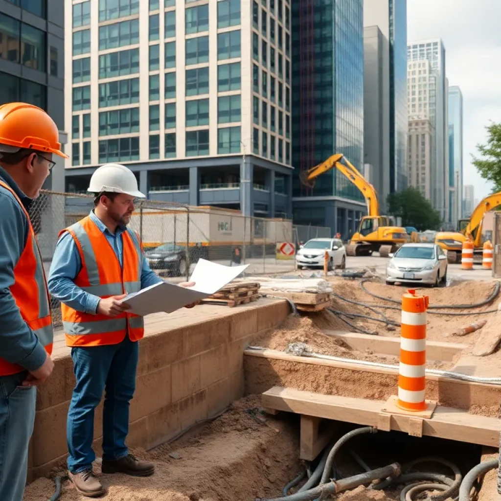 Construction site for the Covington Downtown Utility Project