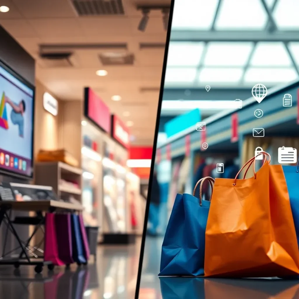 Visual representation of e-commerce growth compared to traditional retail decline.