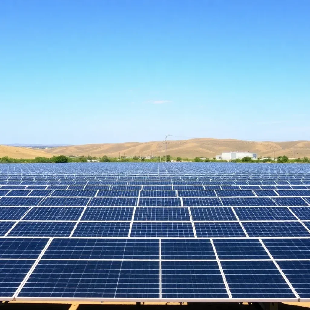 Solar panels in Texas at Enbridge's Clear Fork solar project.