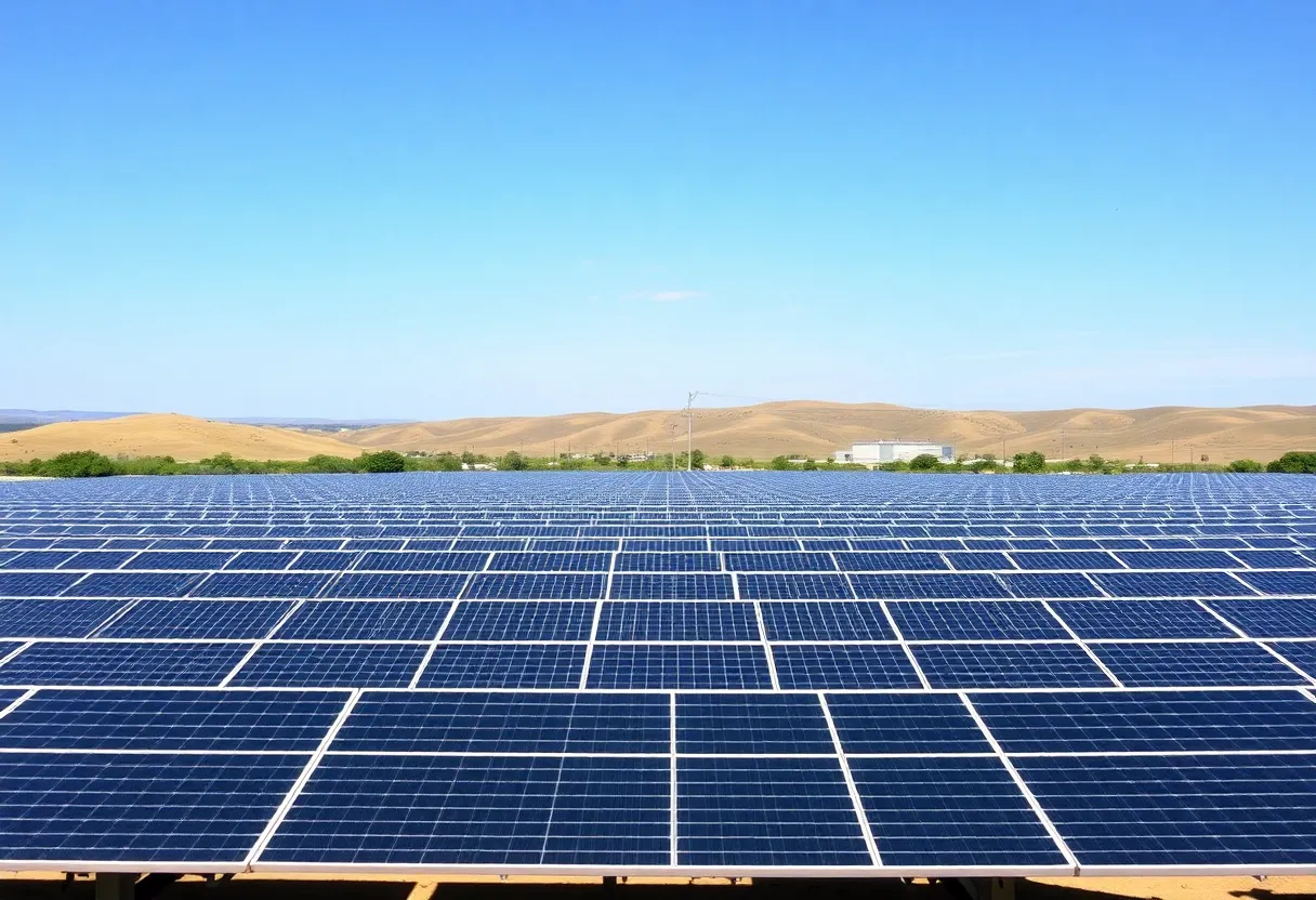 Solar panels in Texas at Enbridge's Clear Fork solar project.