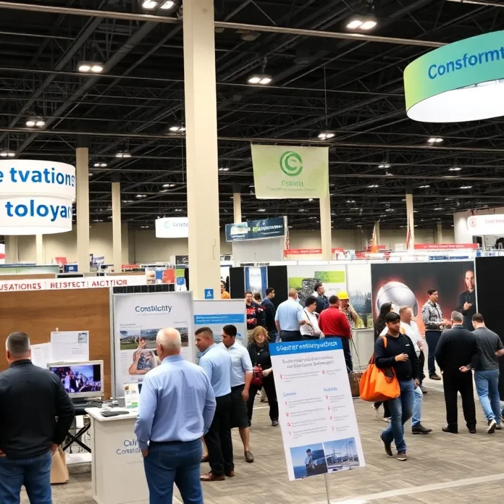 Exhibitors showcasing construction tools at Expo Contratista