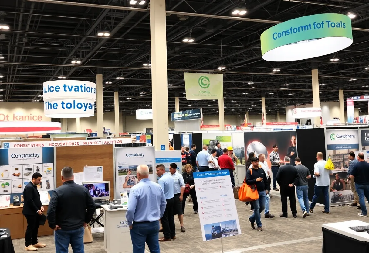 Exhibitors showcasing construction tools at Expo Contratista