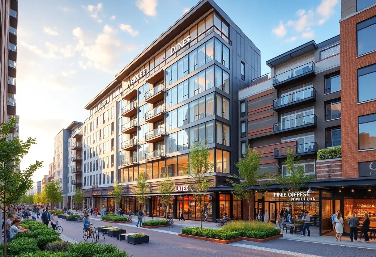 Aerial view of Fields West mixed-use development area in Frisco.