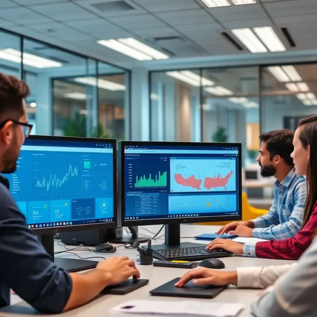 Team collaborating on fleet management software