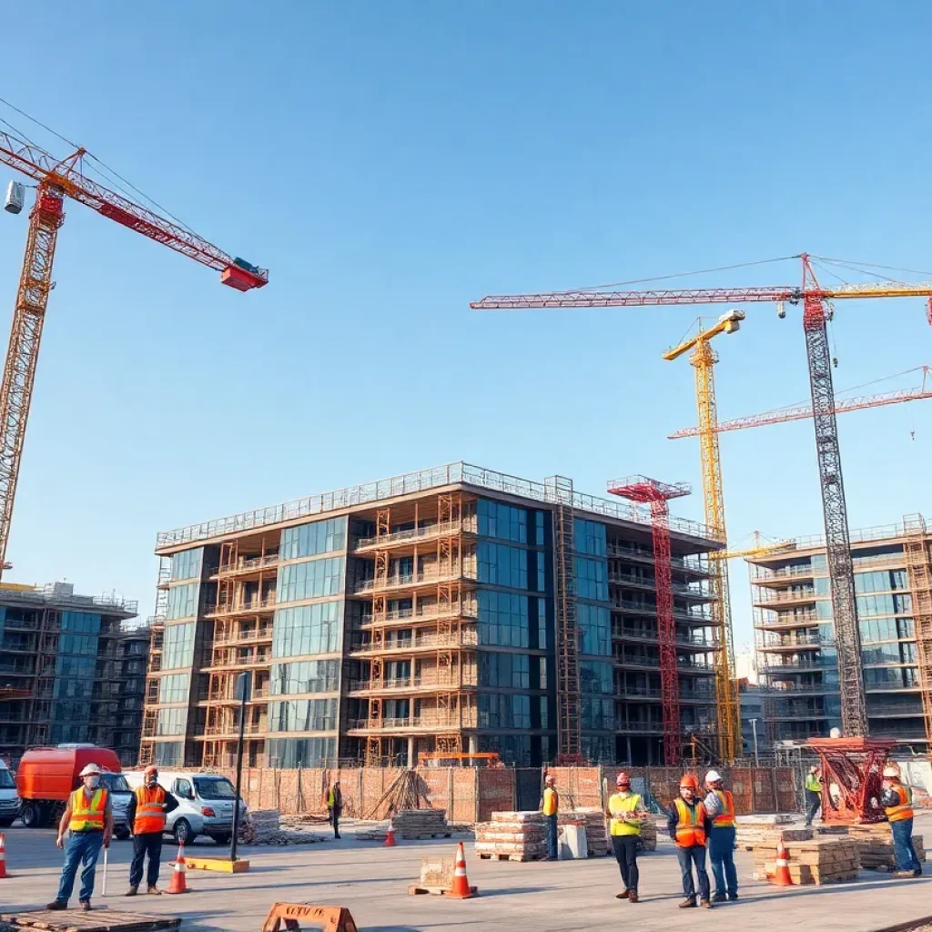 Construction site demonstrating advanced technology and smart construction techniques