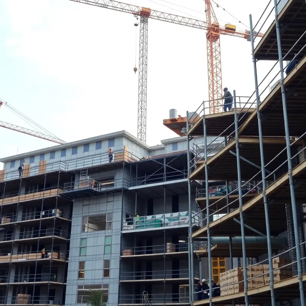 Construction site of the HealthEU Center at Elon University.