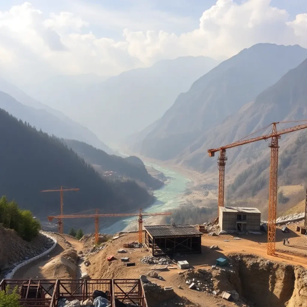 Construction site in Himachal Pradesh adhering to safety norms near rivers