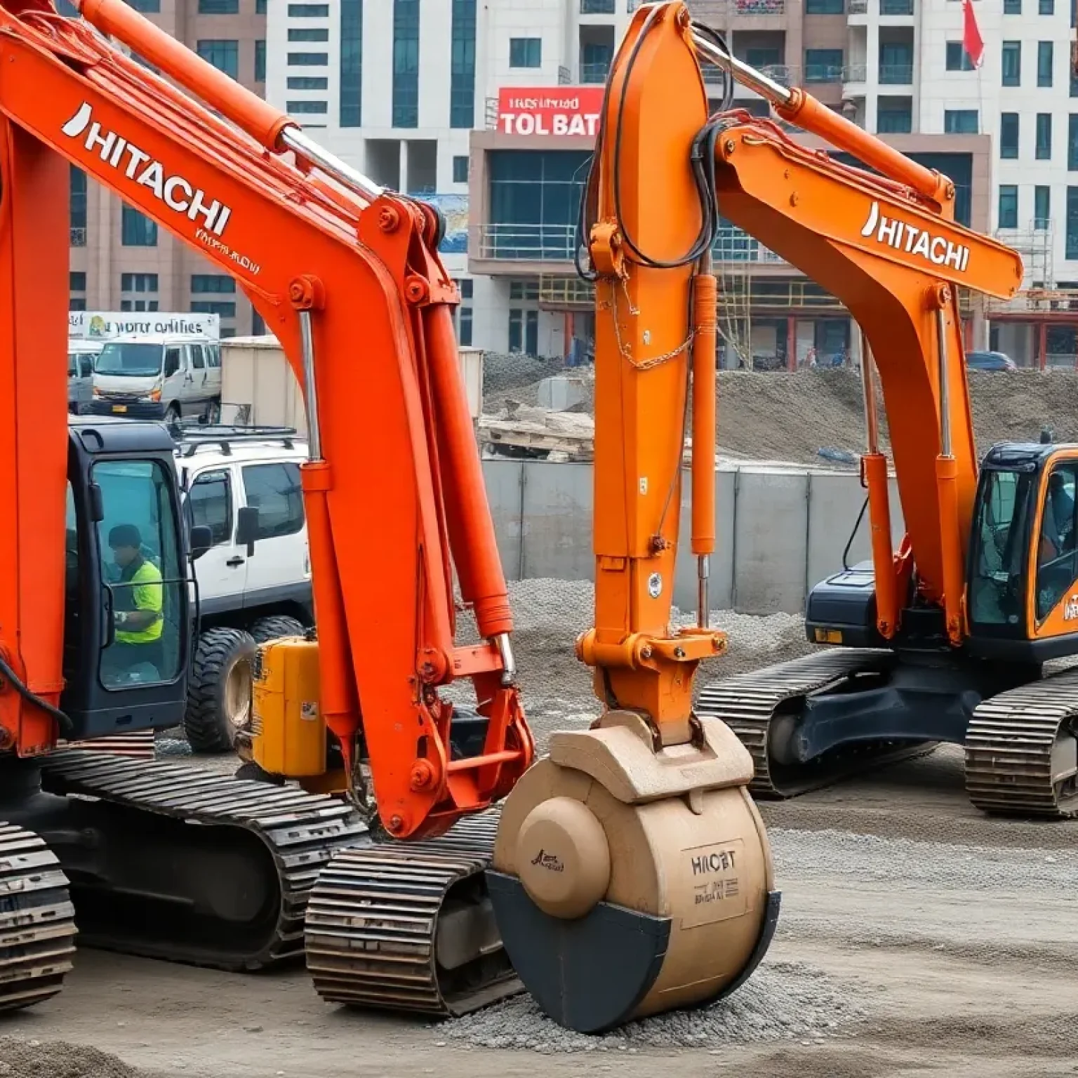 Hitachi construction equipment operating on a site