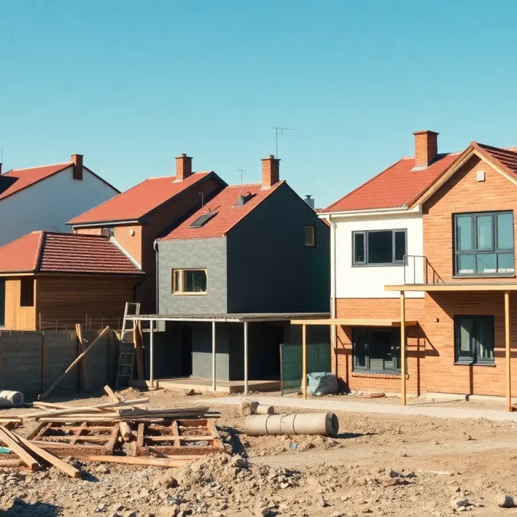 Construction site showcasing housing methods in Canada and U.S.