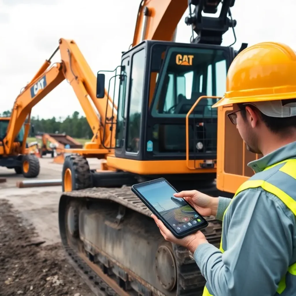 Smart construction site with advanced machinery in South Carolina