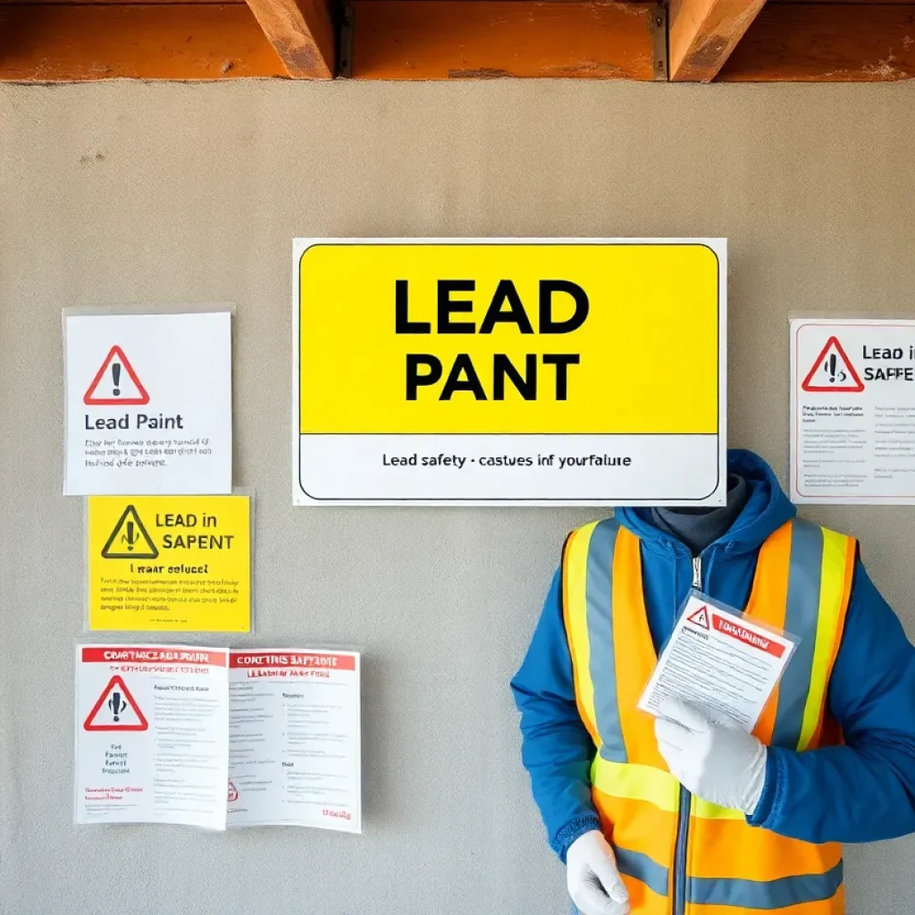 Construction site with lead safety precautions