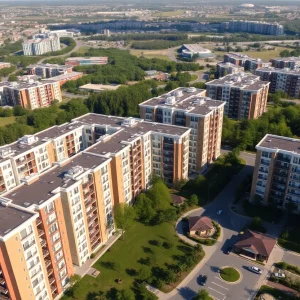 Aerial view of Camelot on Main luxury apartments