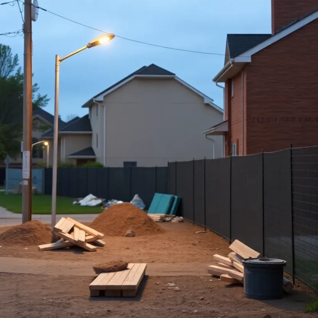 Construction workers at a street lighting project site in Milwaukee.