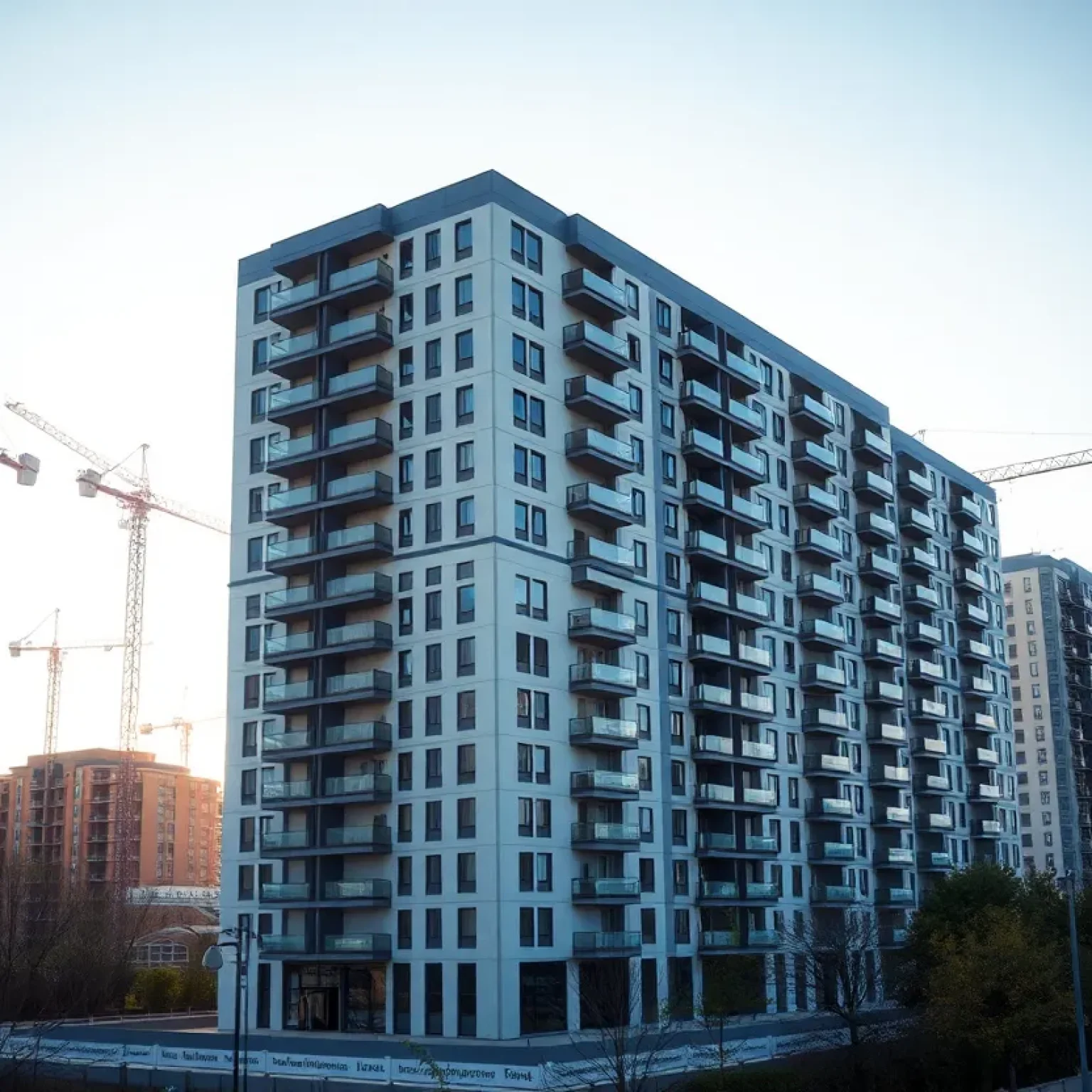 Modern multifamily residential building under construction