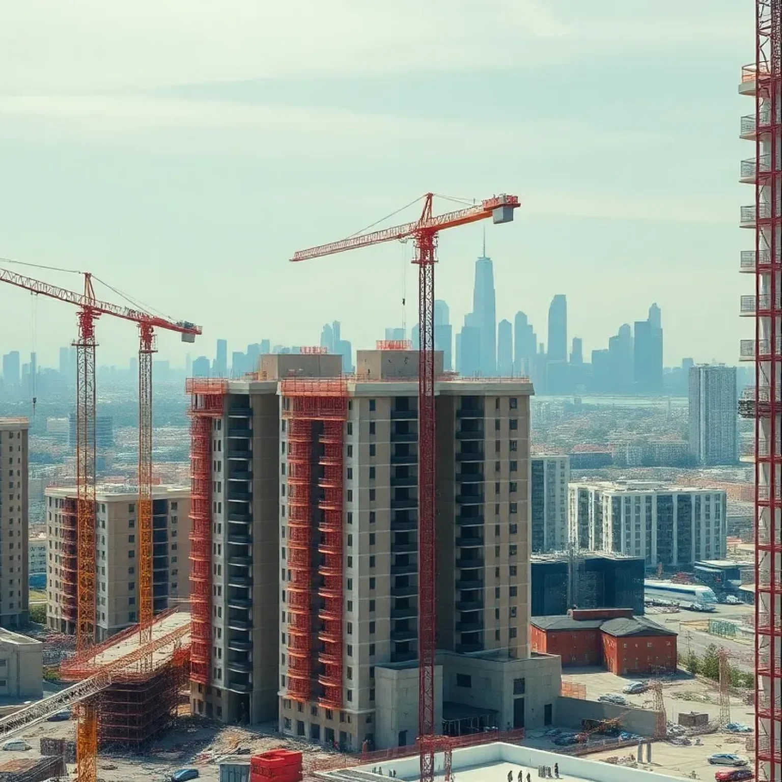 Construction site of multifamily apartments in the city