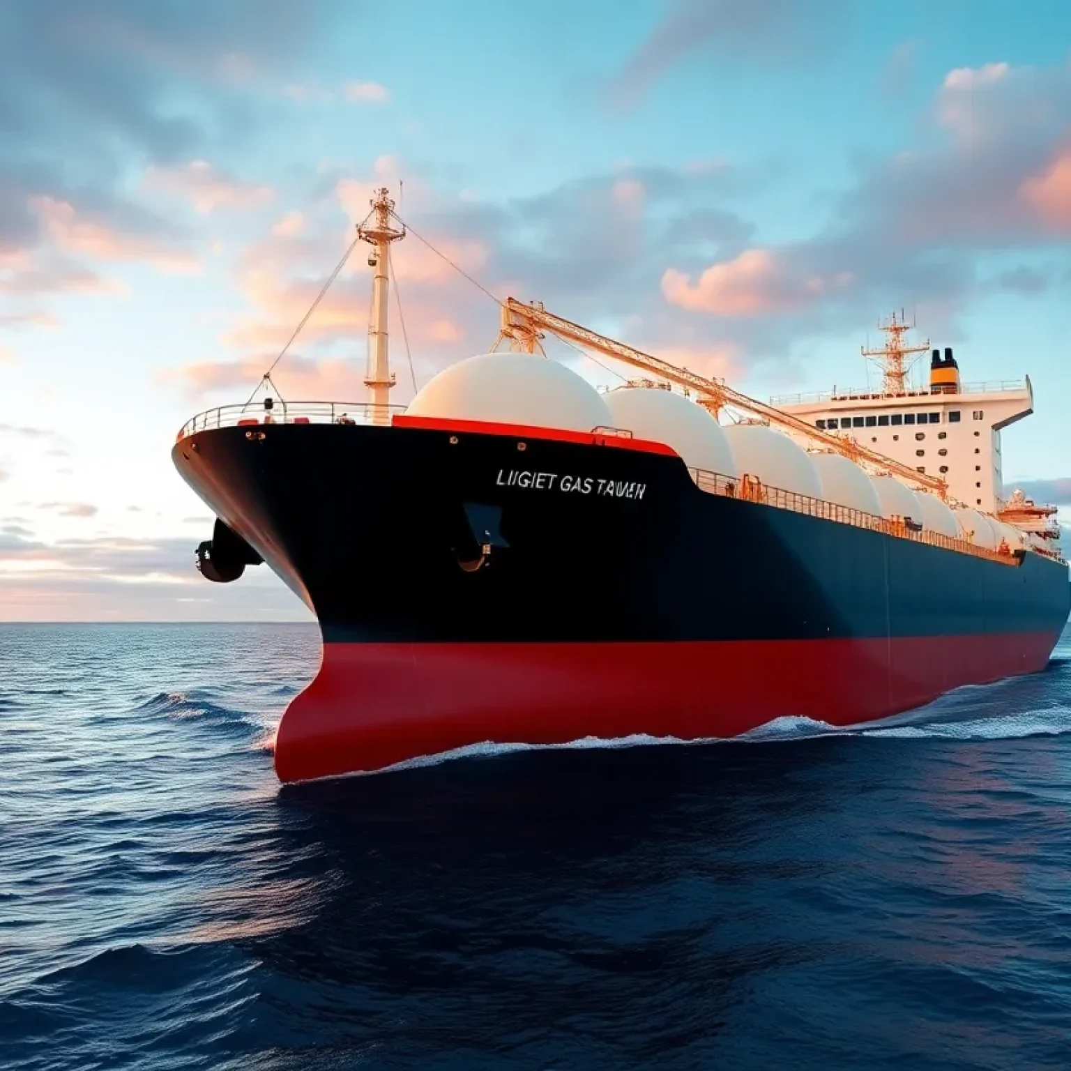 A state-of-the-art LNG carrier sailing on the ocean.