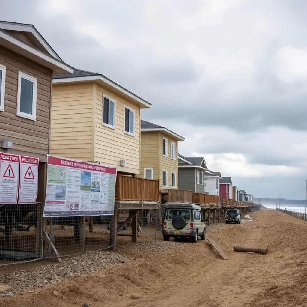 Construction site showcasing flood safety measures