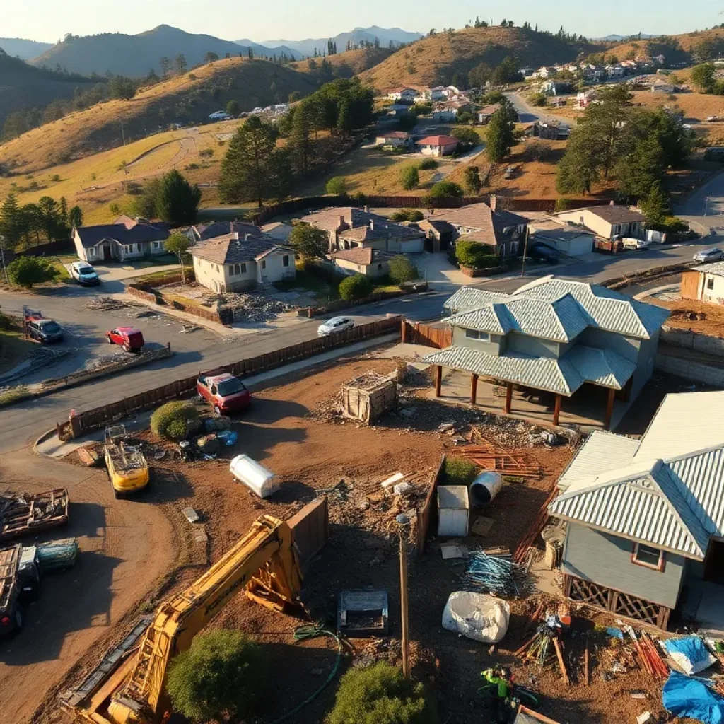Construction site in Pacific Palisades after wildfires