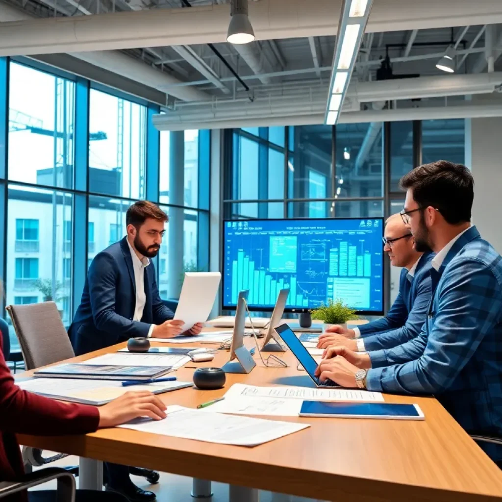 Modern office team collaboration in construction technology