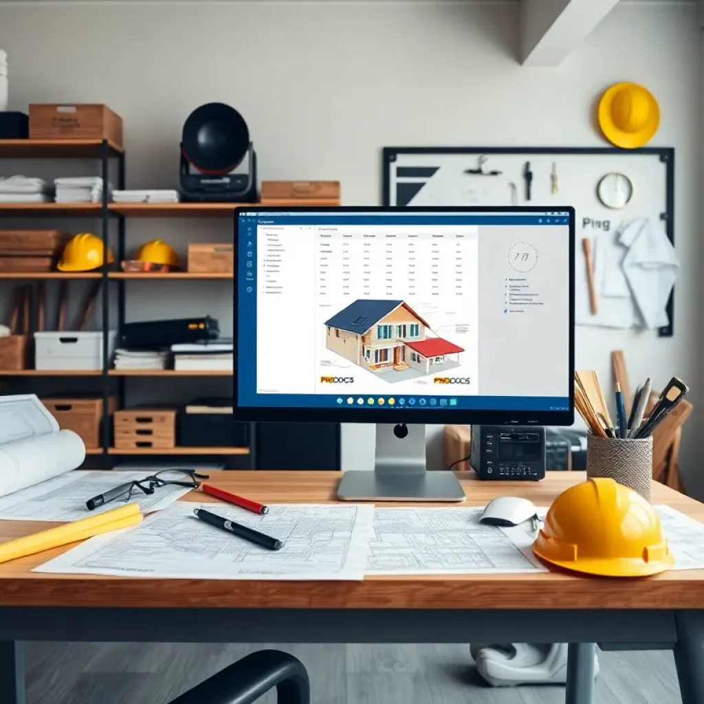 ProDocs 2.0 roofing software user interface on a computer screen.