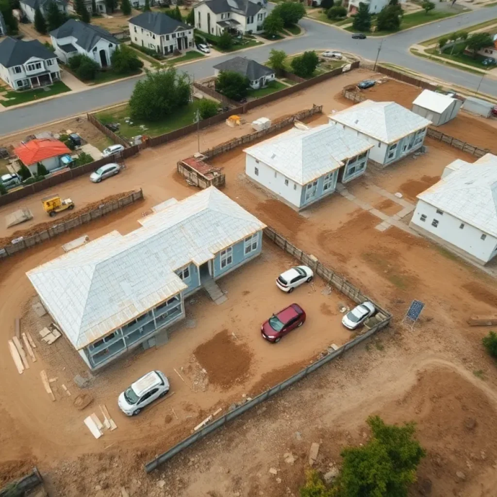 Construction site of single-family homes showing decline