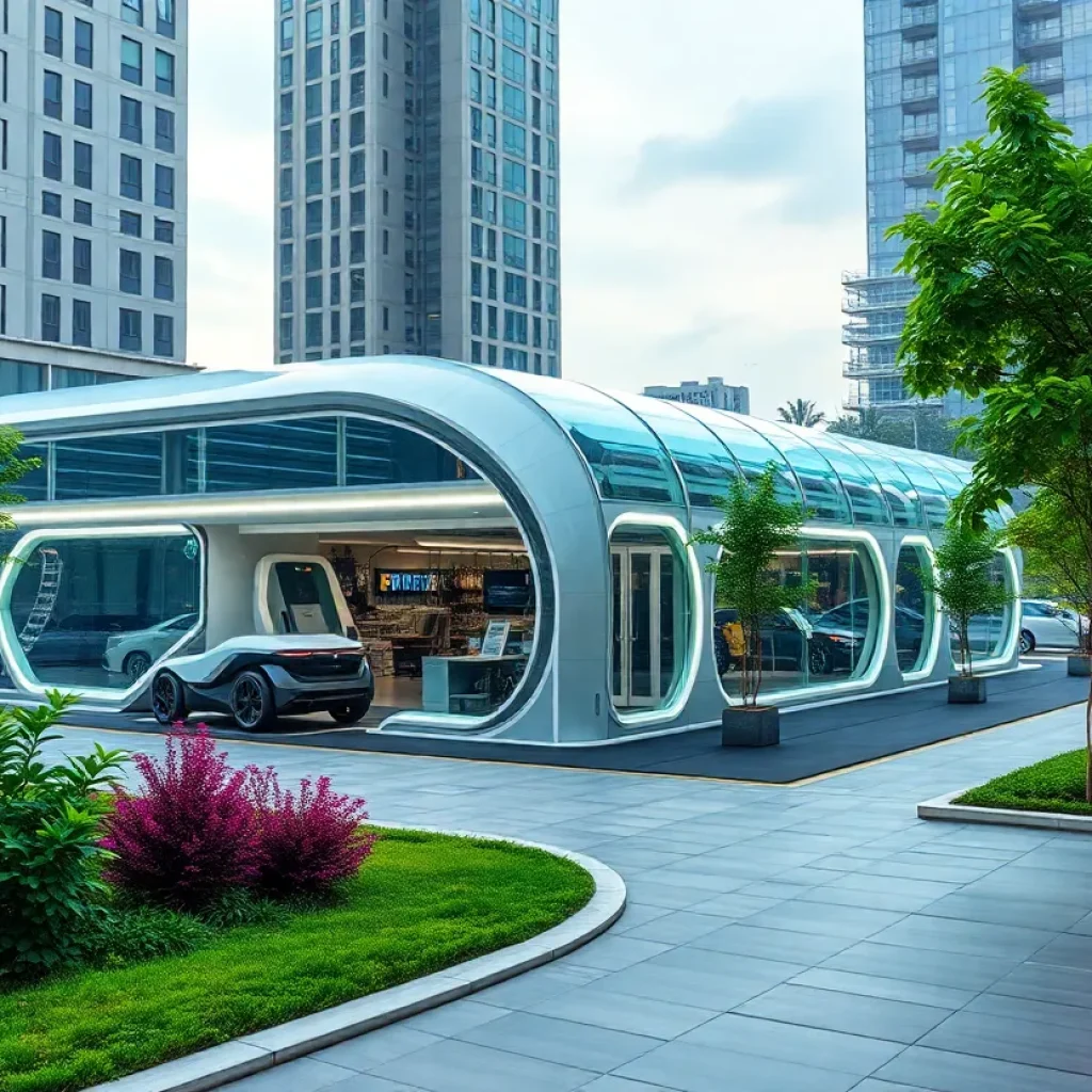 A modern electric vehicle manufacturing facility representing Rivian's advancements.