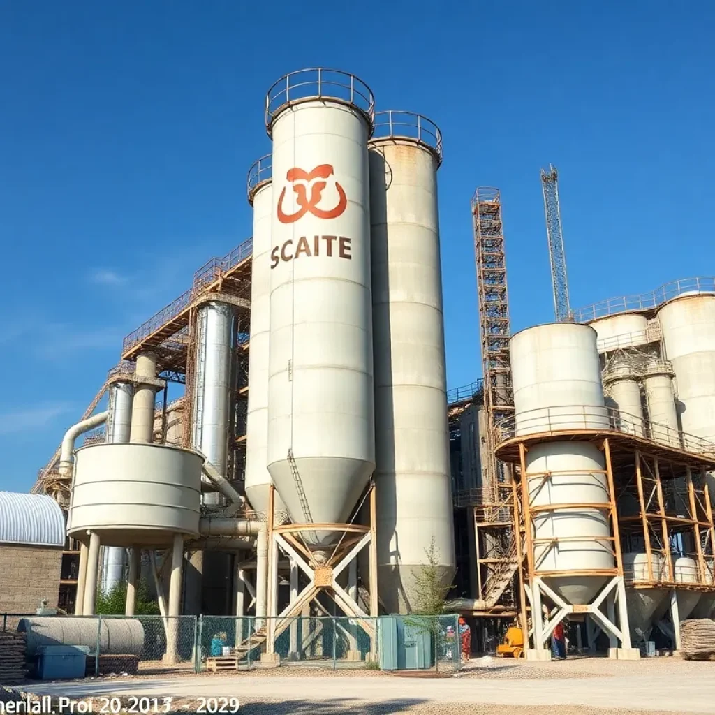 Construction site of a low-carbon cement processing facility