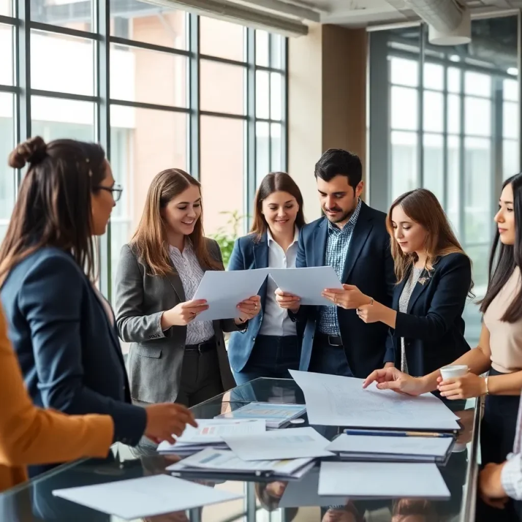 Team engaged in a financial strategy meeting at a tech company