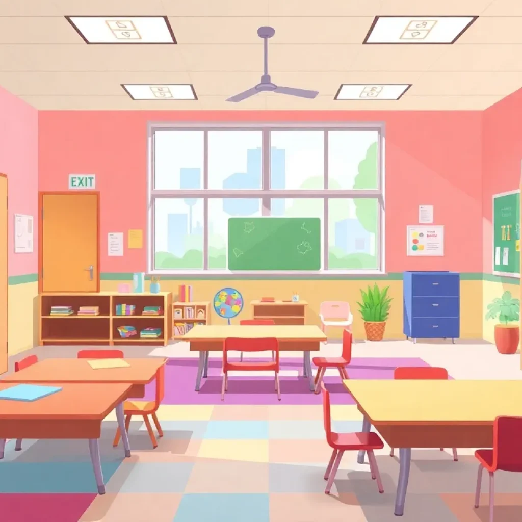 Interior view of renovated preschool classroom at Woodlawn Elementary