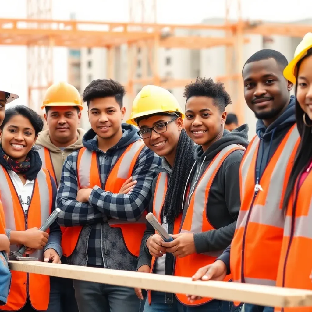 Youth participating in construction training program