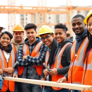 Youth participating in construction training program