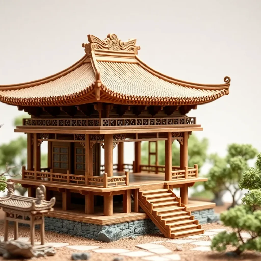 3D model of Zhenwu Pavilion representing its heritage architecture.
