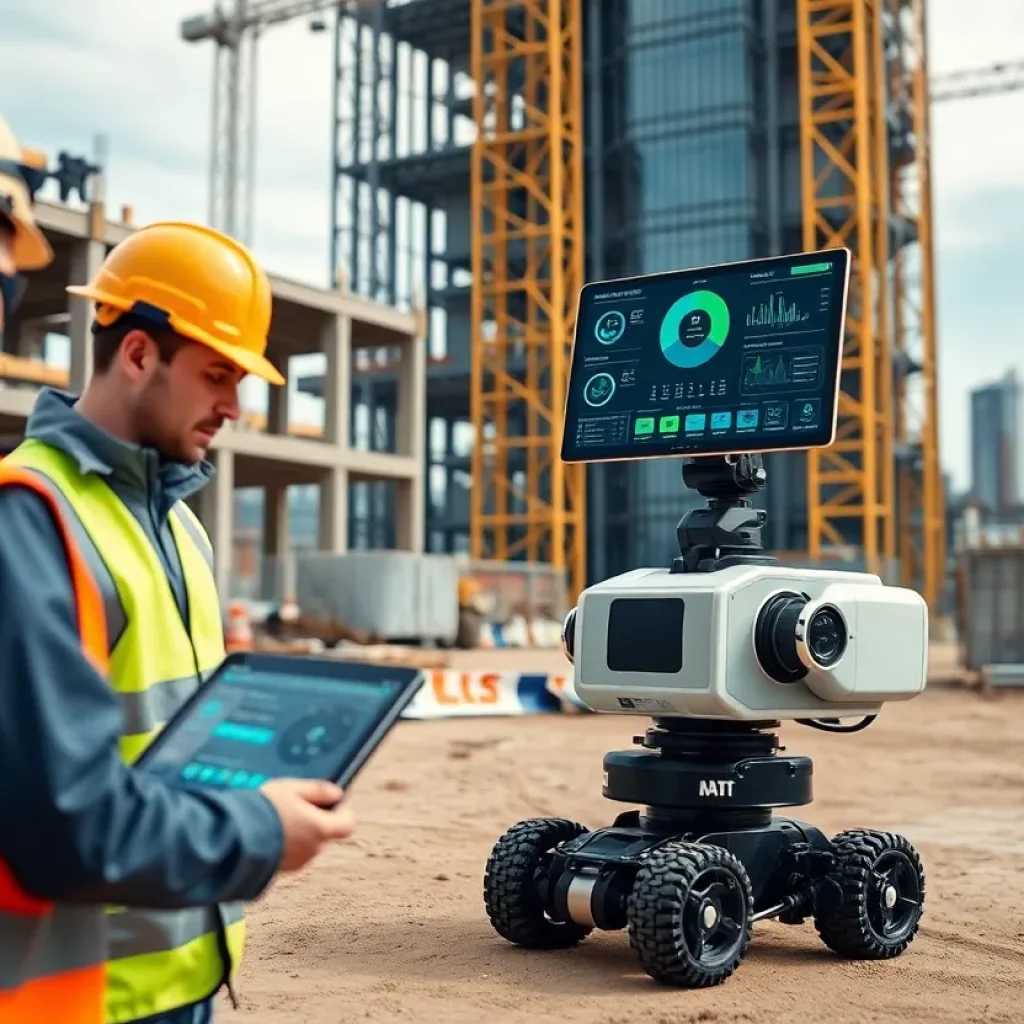 Modern construction site with AI technology