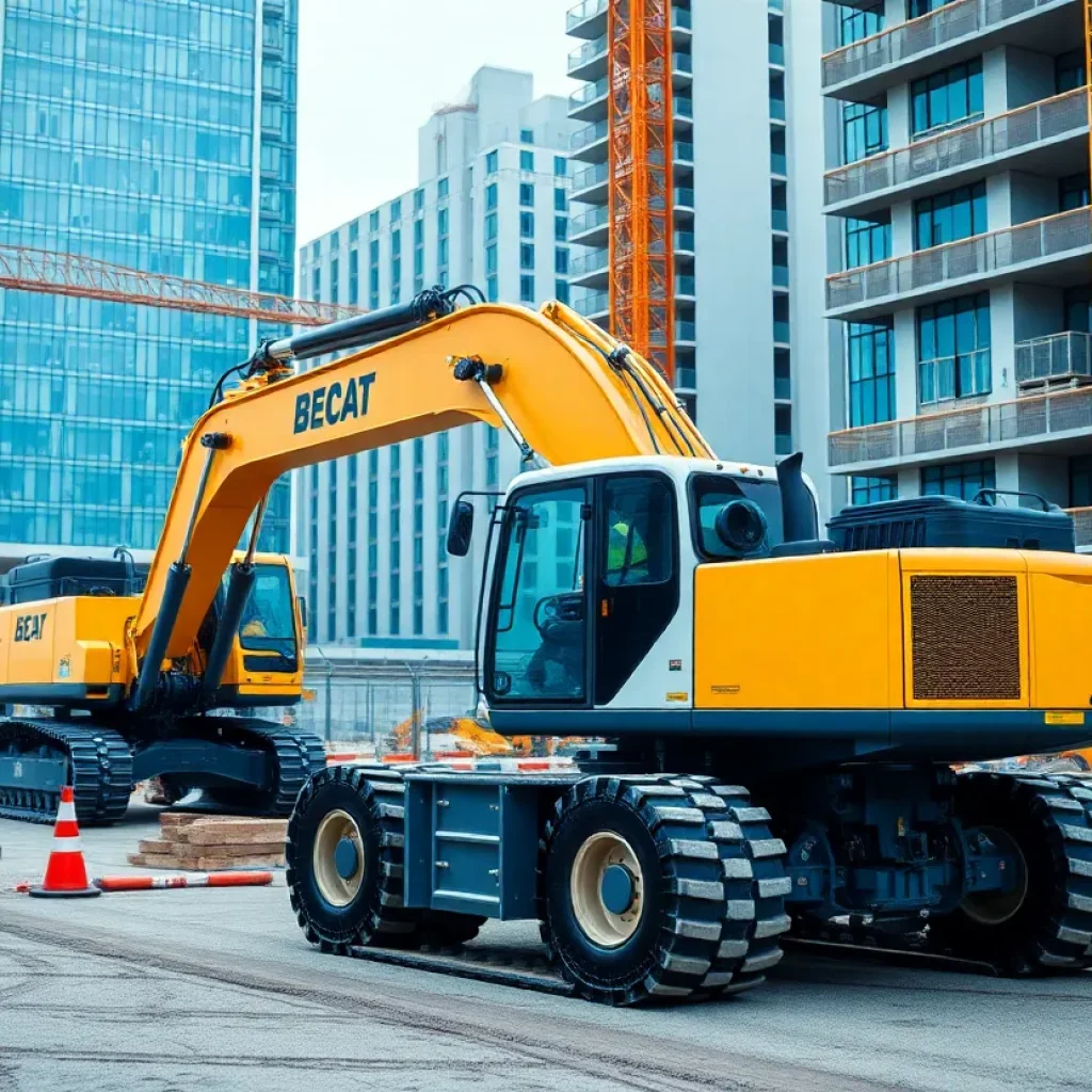 AI-powered heavy machinery operating autonomously on a construction site
