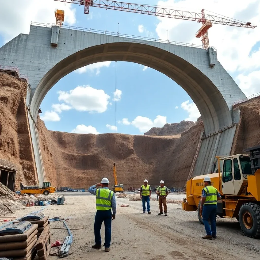 Simulation technologies in arch dam construction for safety and efficiency.
