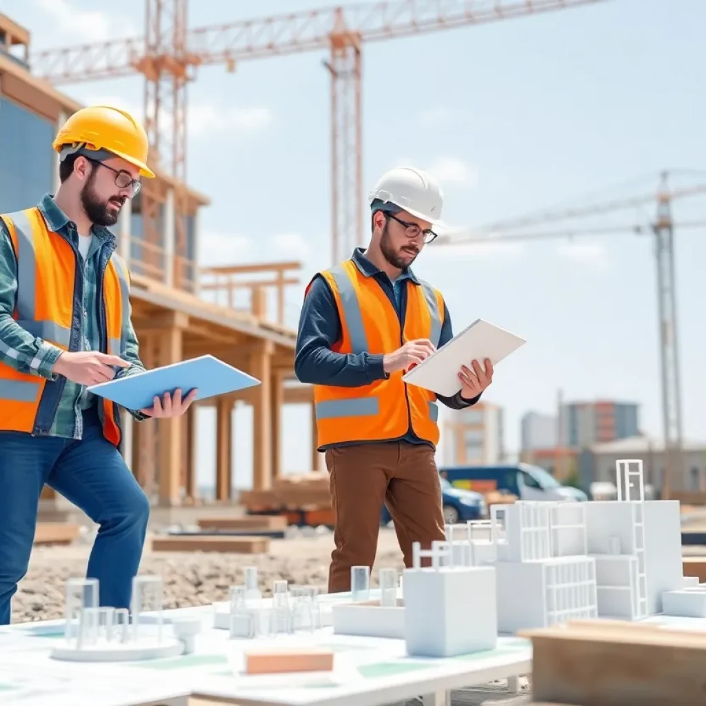 Construction site using Building Information Modeling technology