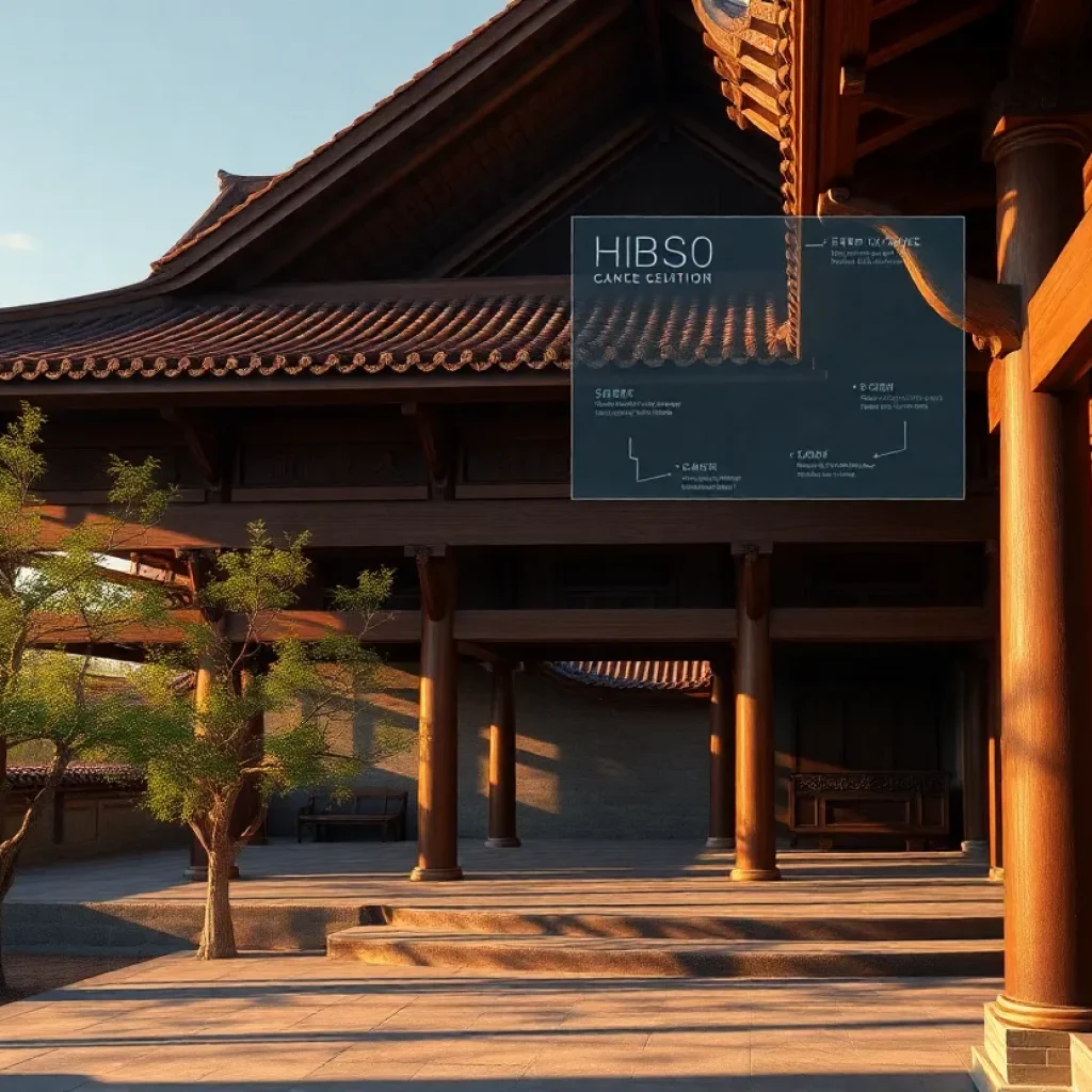3D HBIM visualization of Chuzu Temple Main Hall showing timber bracket sets, point cloud overlay and Revit family components
