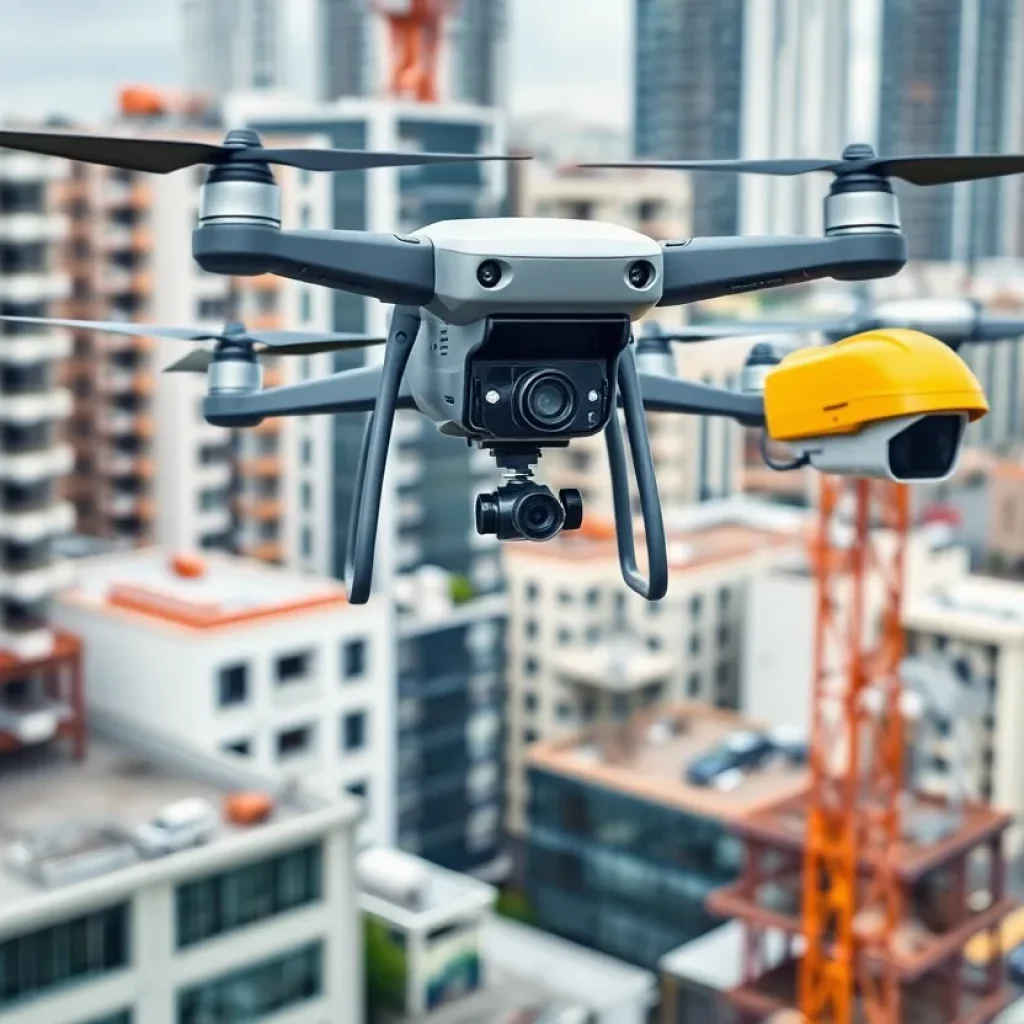 Advanced construction site with monitoring technology in action