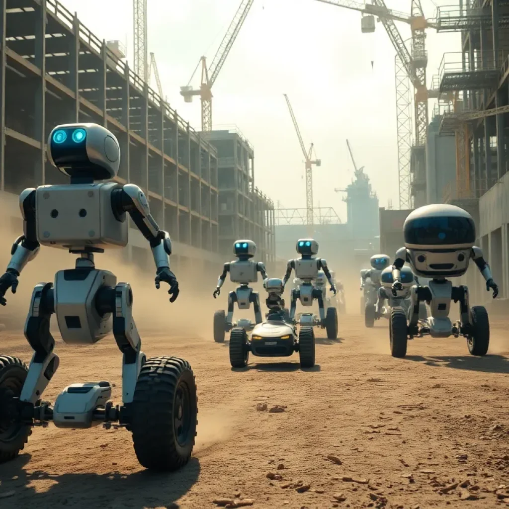 Multiple robots navigating a busy construction and industrial site using mapless autonomy