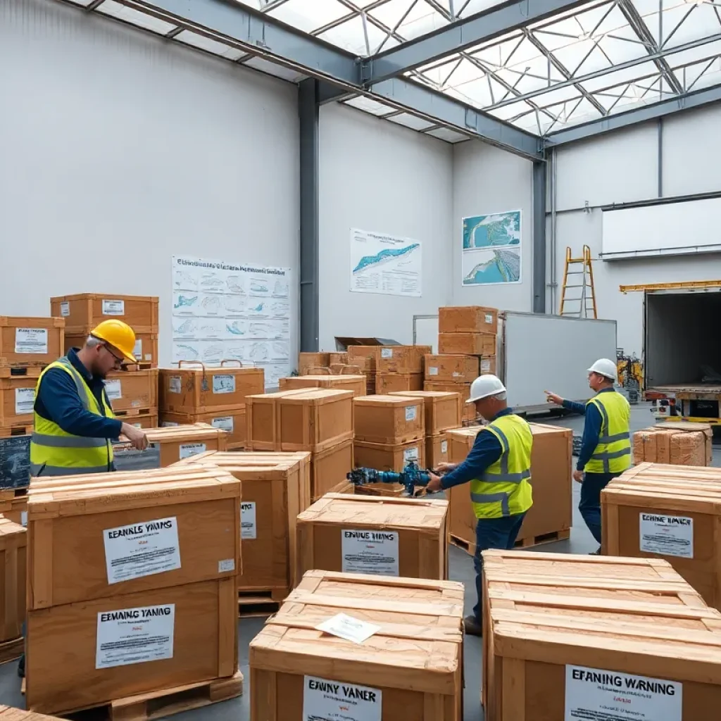 Warehouse assembly and packing of emergency warning system equipment for Puerto Rico dam project